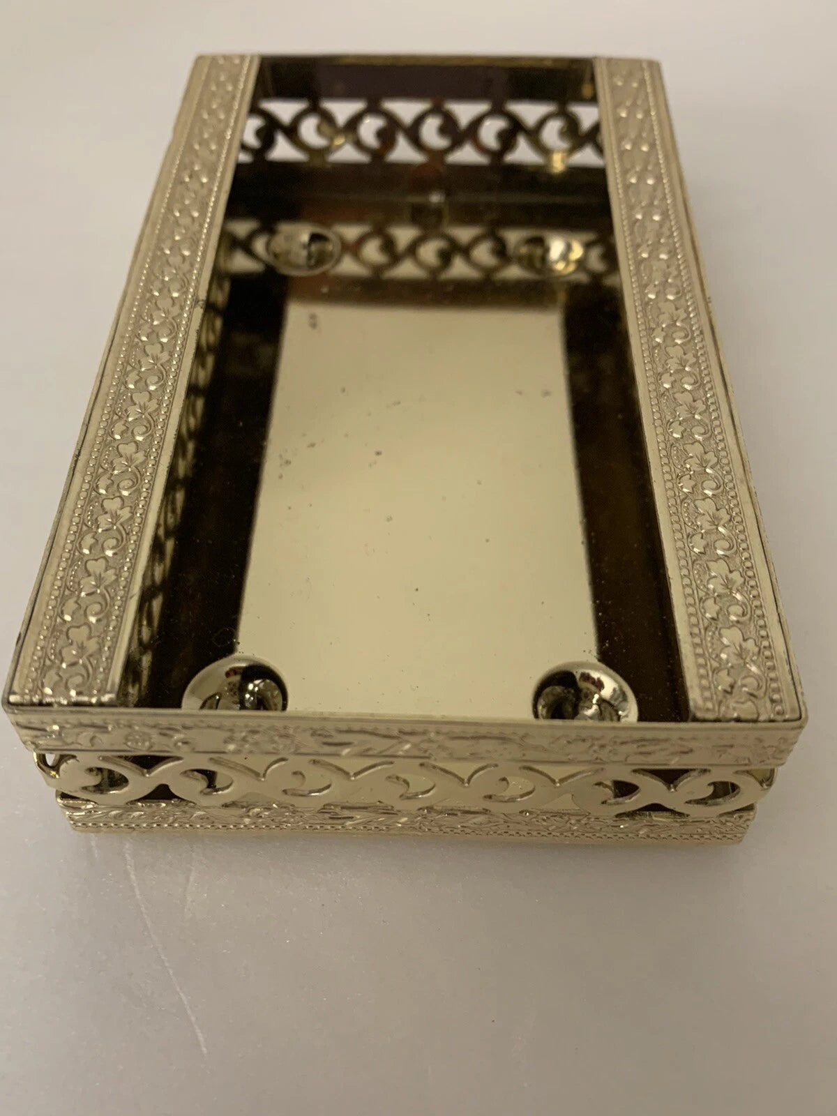 VTG Tissue Holder Box Small Gold Filigree Metal POCKET Vanity Hollywood Regency | eBay