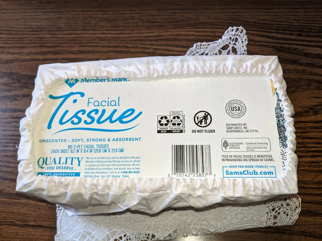 Vintage White Cotton Embroidered & Crochet Tissue Box Cover | eBay