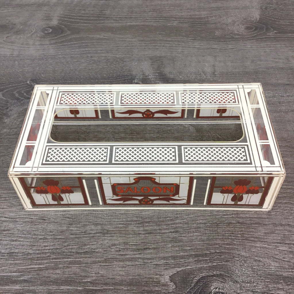 Vintage Acrylic Lucite Tissue Box Cover Holder Saloon Western Brown Rust Beige | eBay