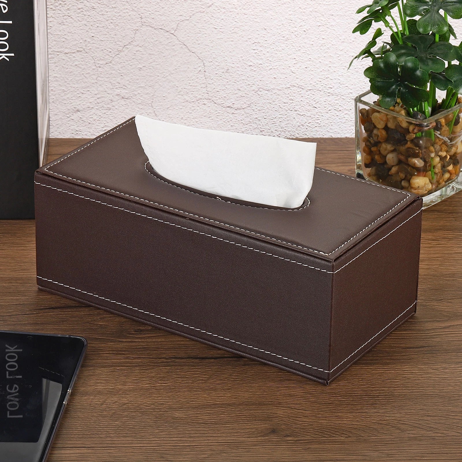9.4x4.7x3.7" Tissue Box Cover PVC Leather Waterproof Napkin Dispenser Brown | eBay