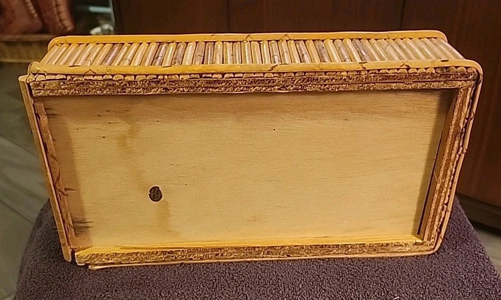 Vintage MCM Bamboo Wood Tissue Box Holder Boho From Japan | eBay