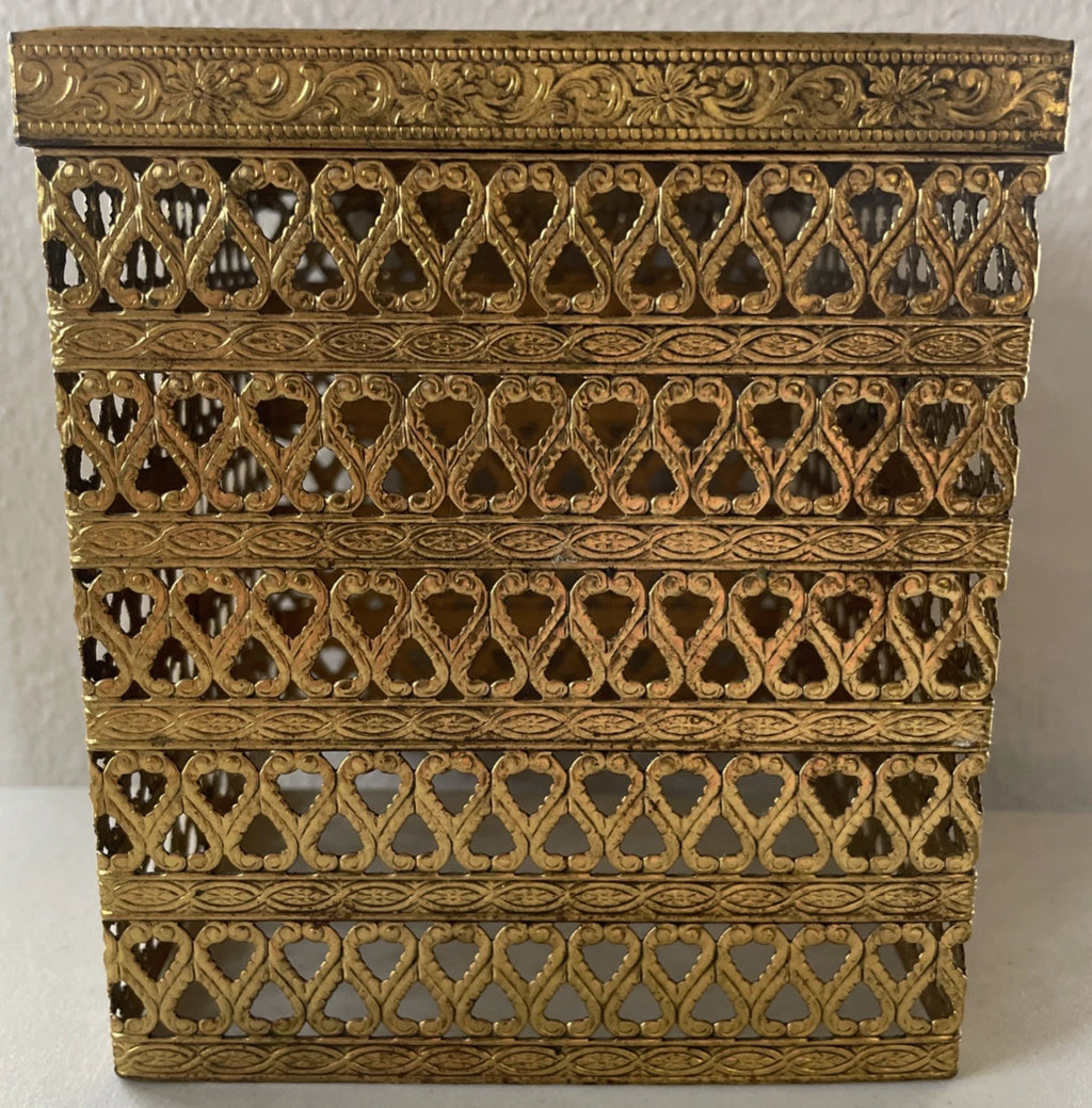 Vintage MCM Hollywood Regency Gold Tone Filigree Metal Tissue Box Cover Holder | eBay