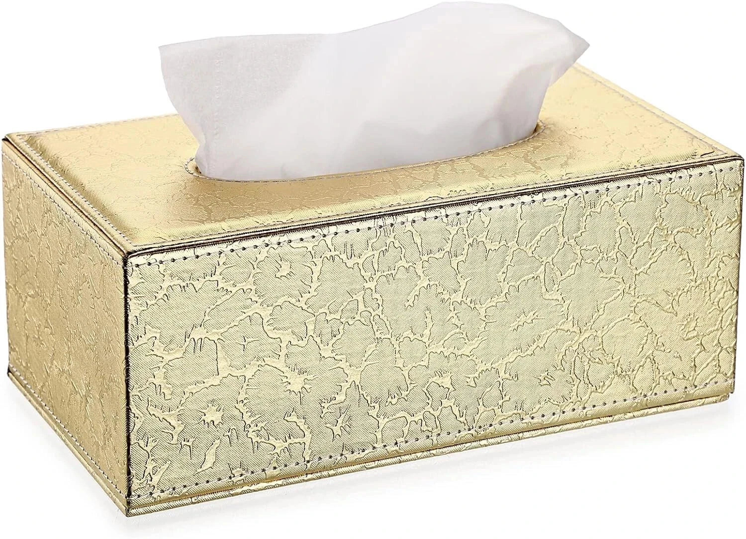 Medium Gold Rectangular Tissue Box Cover with Magnetic Bottom for Vanity or Desk | eBay