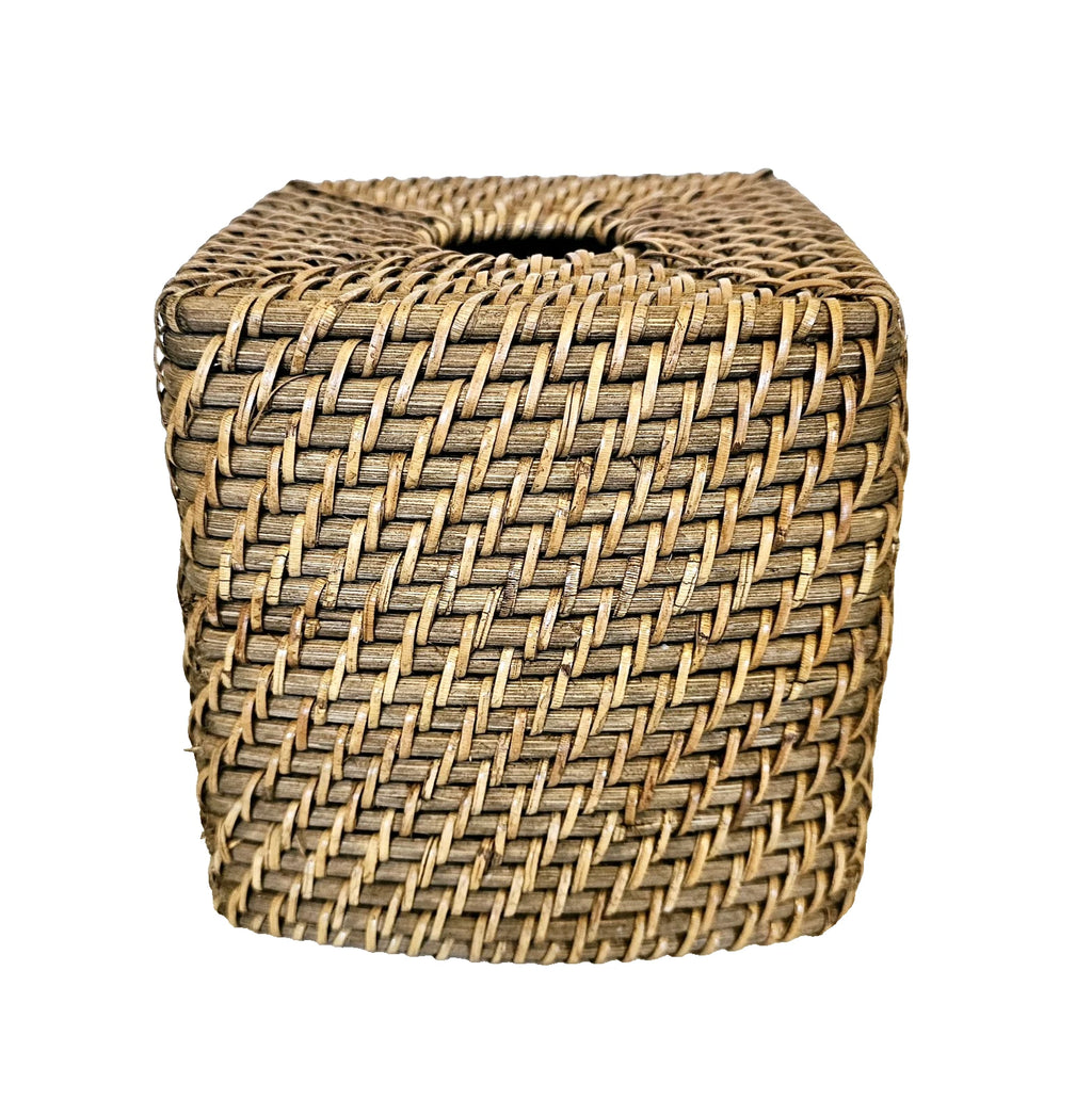 Vintage Wicker Rattan Wood Tissue Box Cover Holder Tropical Coastal Boho Square | eBay