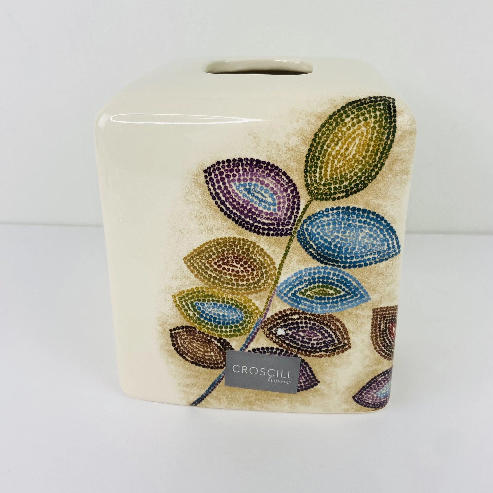 Croscill Home Mosaic Leaves Ceramic Square Tissue Box Cover | eBay