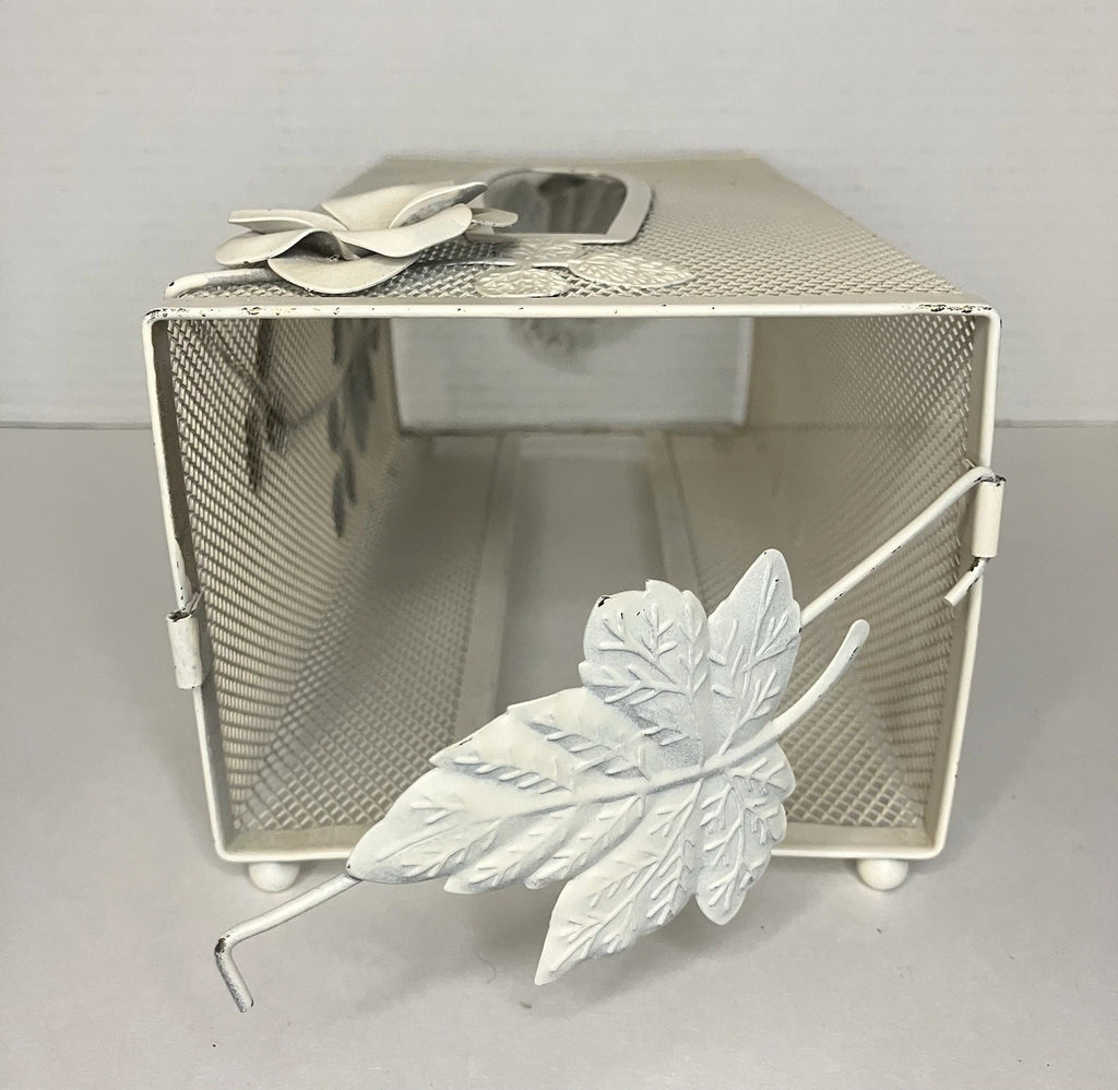 Vintage Tissue Box Holder White Metal Mesh w/Roses Hollywood Regency Style | eBay