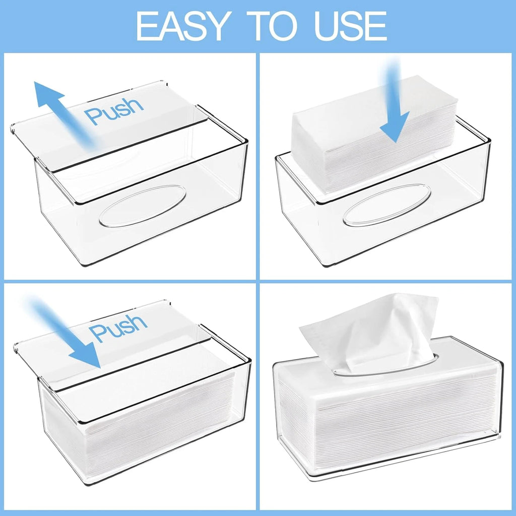 Yopay 2 Pack Clear Tissue Dispenser Box, Large Facial Acrylic Tissue Box Cover H | eBay