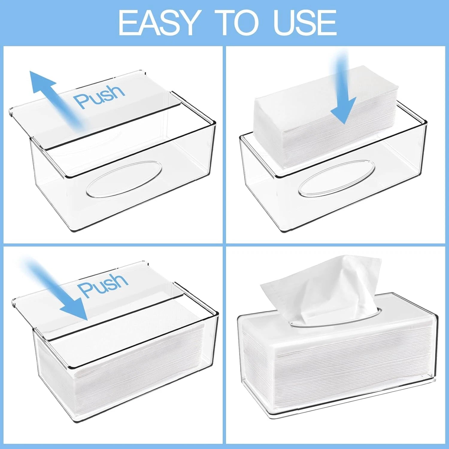 Yopay 2 Pack Clear Tissue Dispenser Box, Large Facial Acrylic Tissue Box Cover H | eBay