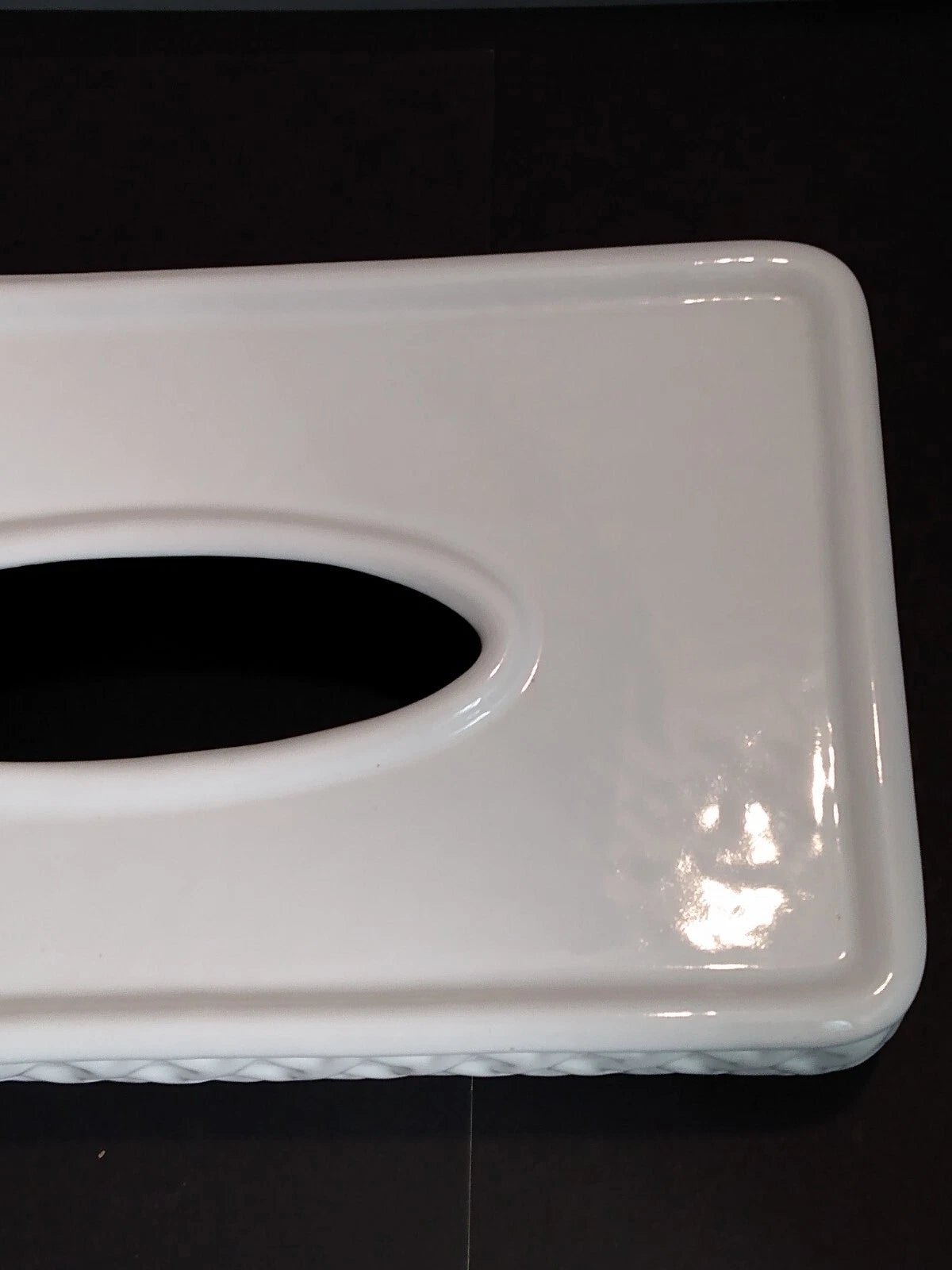 Vintage Ceramic Tissue Box Cover Waffled Lattice Sides Off White | eBay