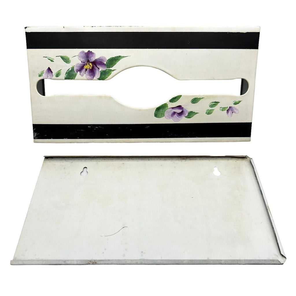 Vintage Metal Long Tissue Box Beige Floral Hand Painted Wall Mount Counter MCM | eBay