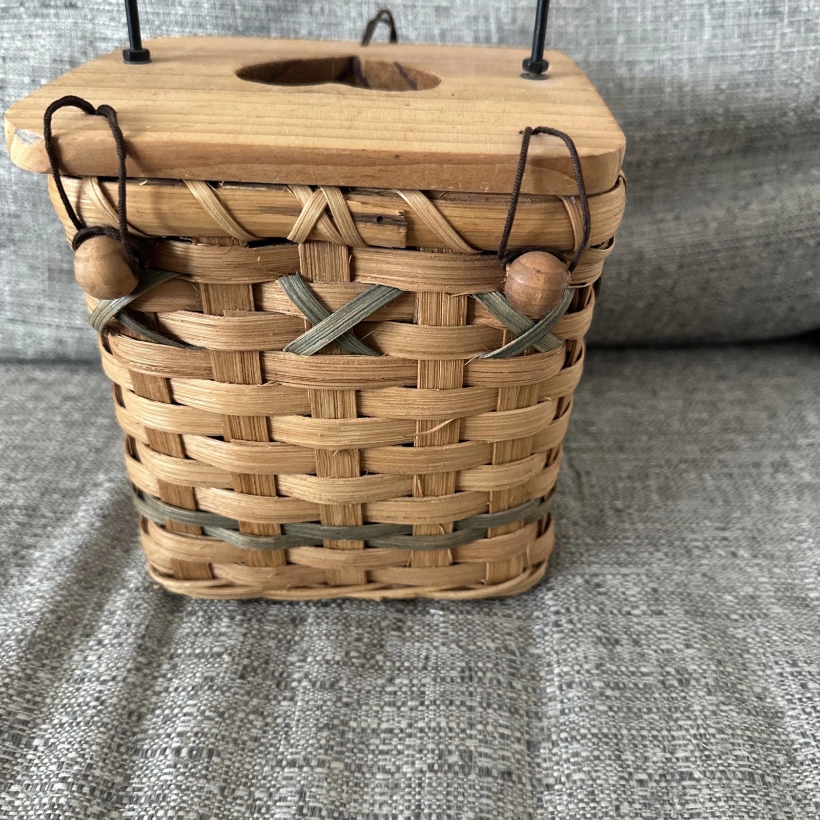 Vintage Wood Basket Tissue Box Cover Primitive Country Farmhouse Decor 11" H | eBay