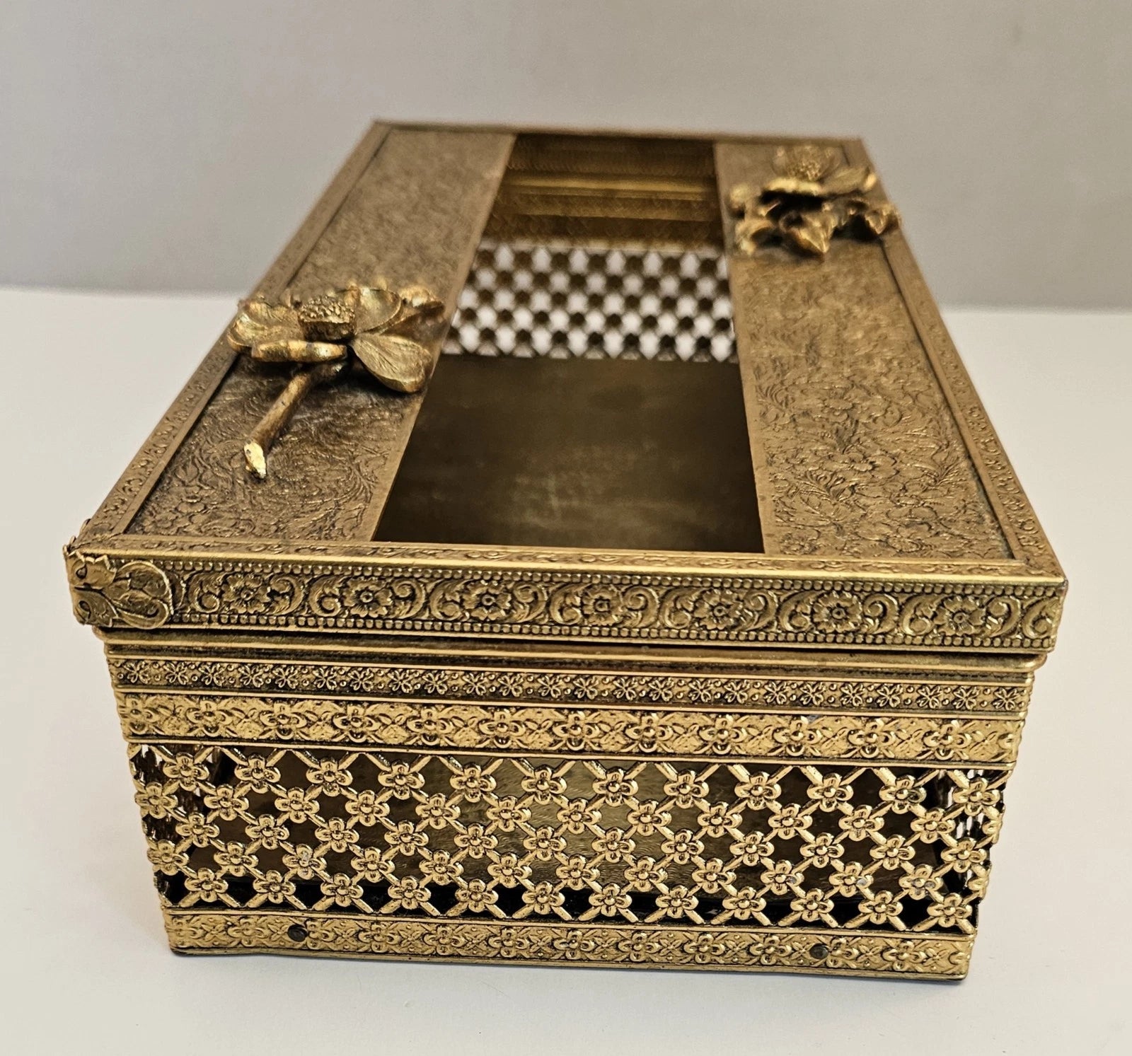 Set of 2 - Vintage Goldtone Metal Decorative Tissue Box Holders MCM | eBay