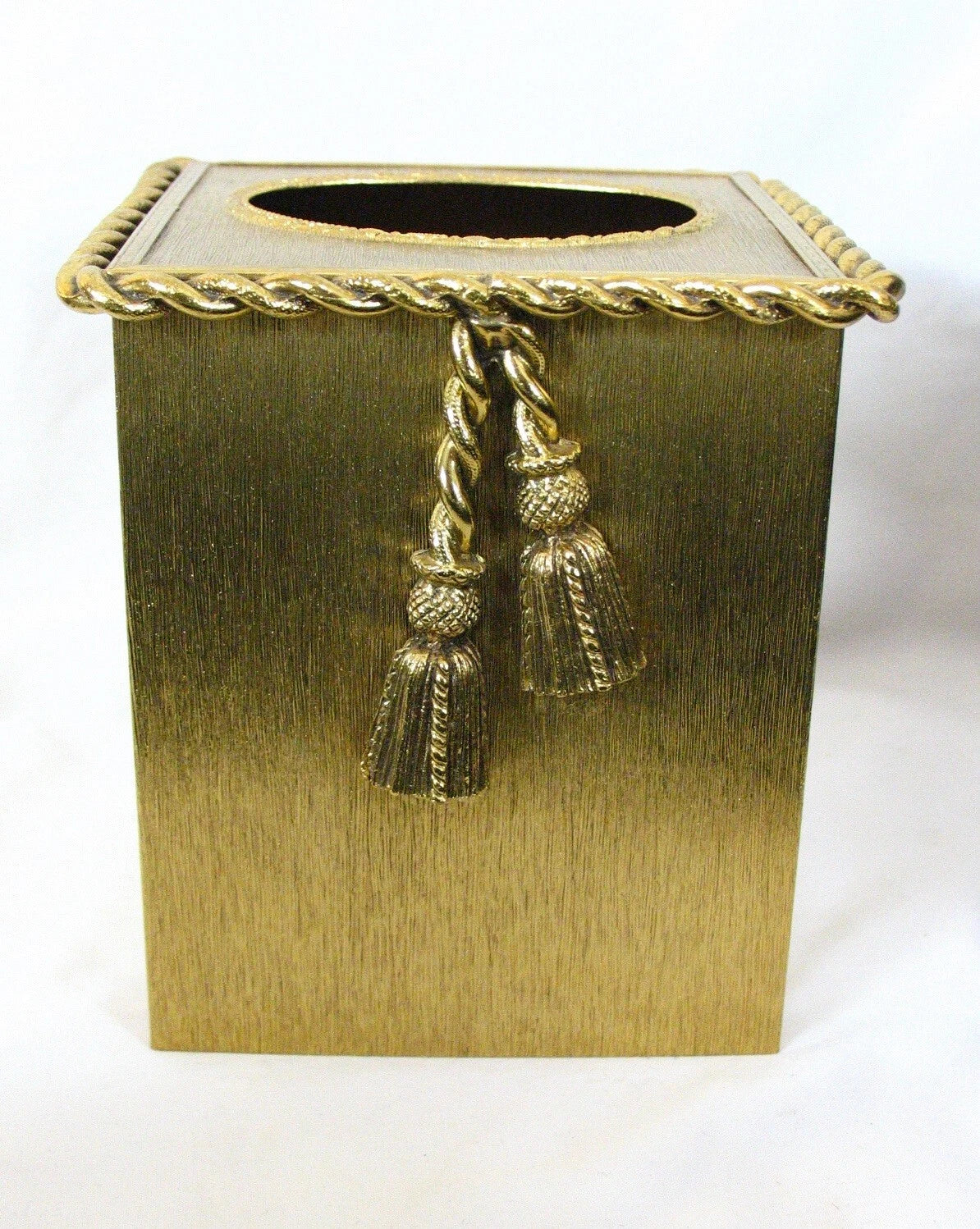 Vintage 90s Hollywood Regency Gold Metal Tissue Box Cover – Tassel & Rope | eBay