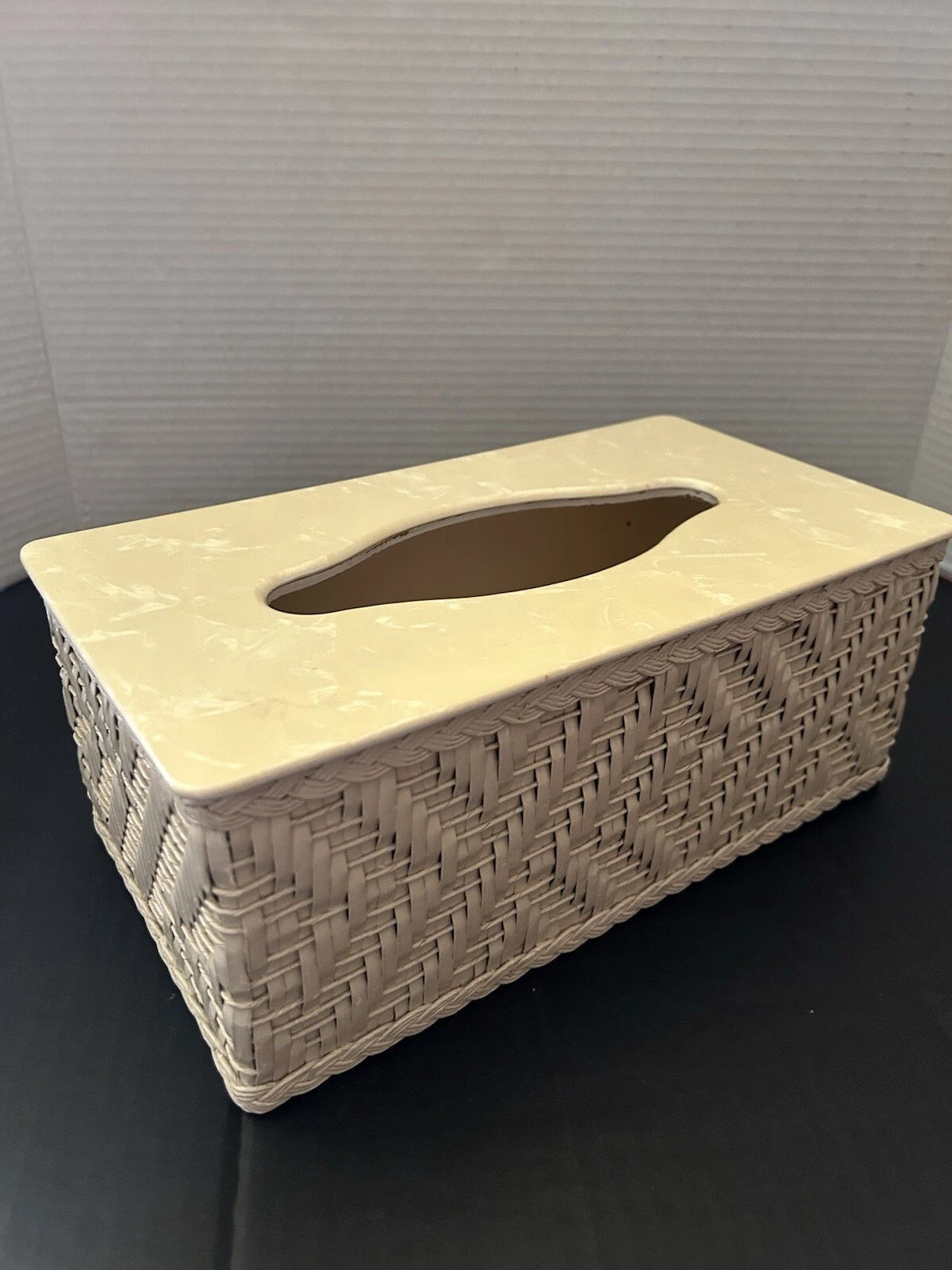 Vintage Wicker Tissue Box Cover Faux Pearl Removable Lid 4.5 Inches Deep | eBay