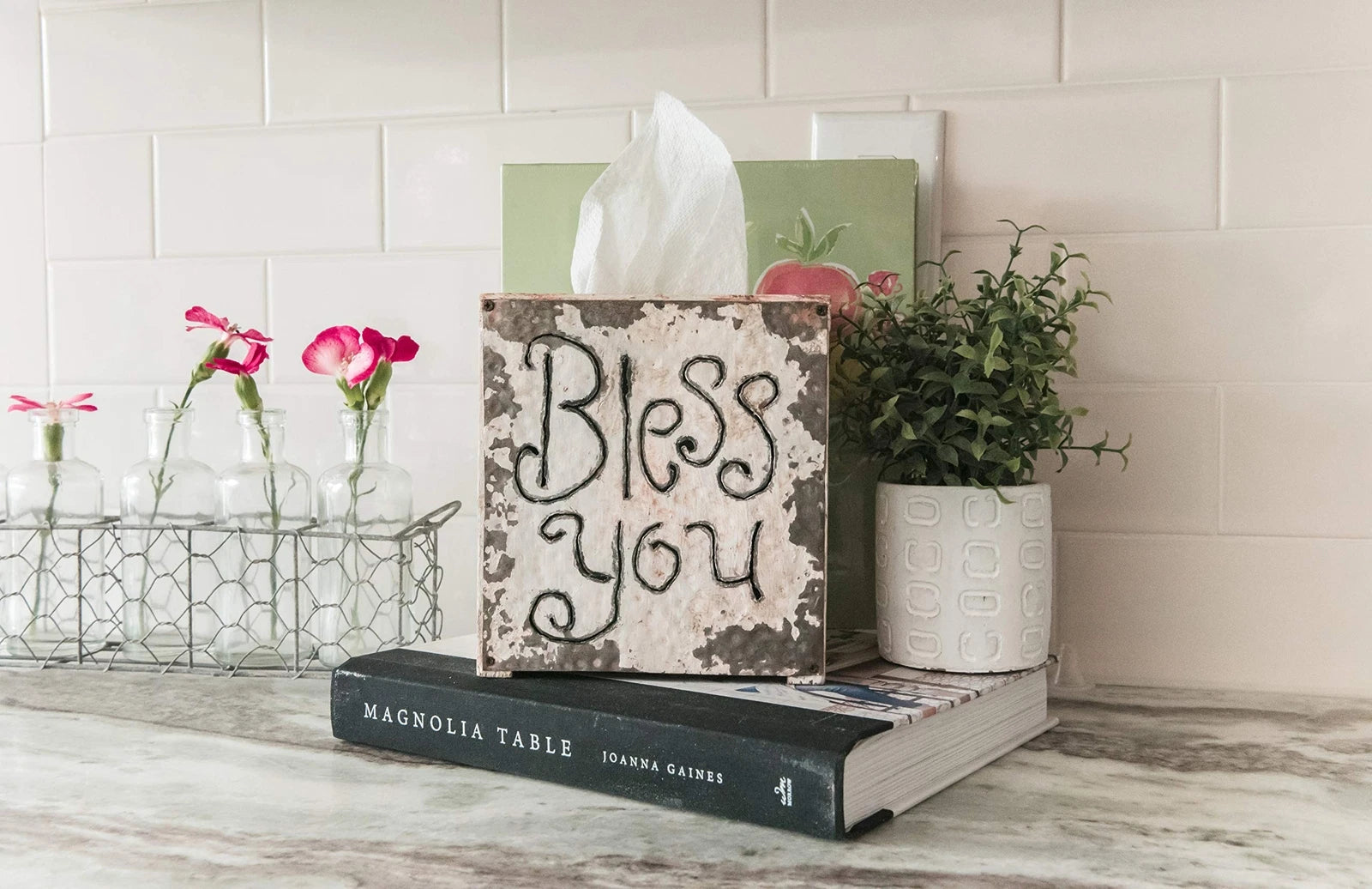 Wood & Metal Bless You Tissue Box Cover | eBay