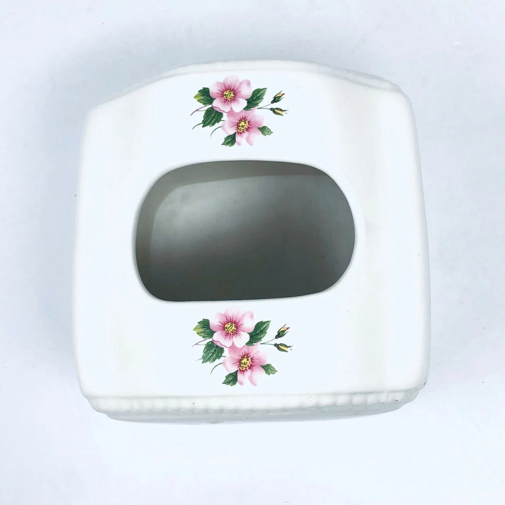 Vintage Ceramic Tissue Box Cover Athena Pink Floral Shabby Chic USA | eBay