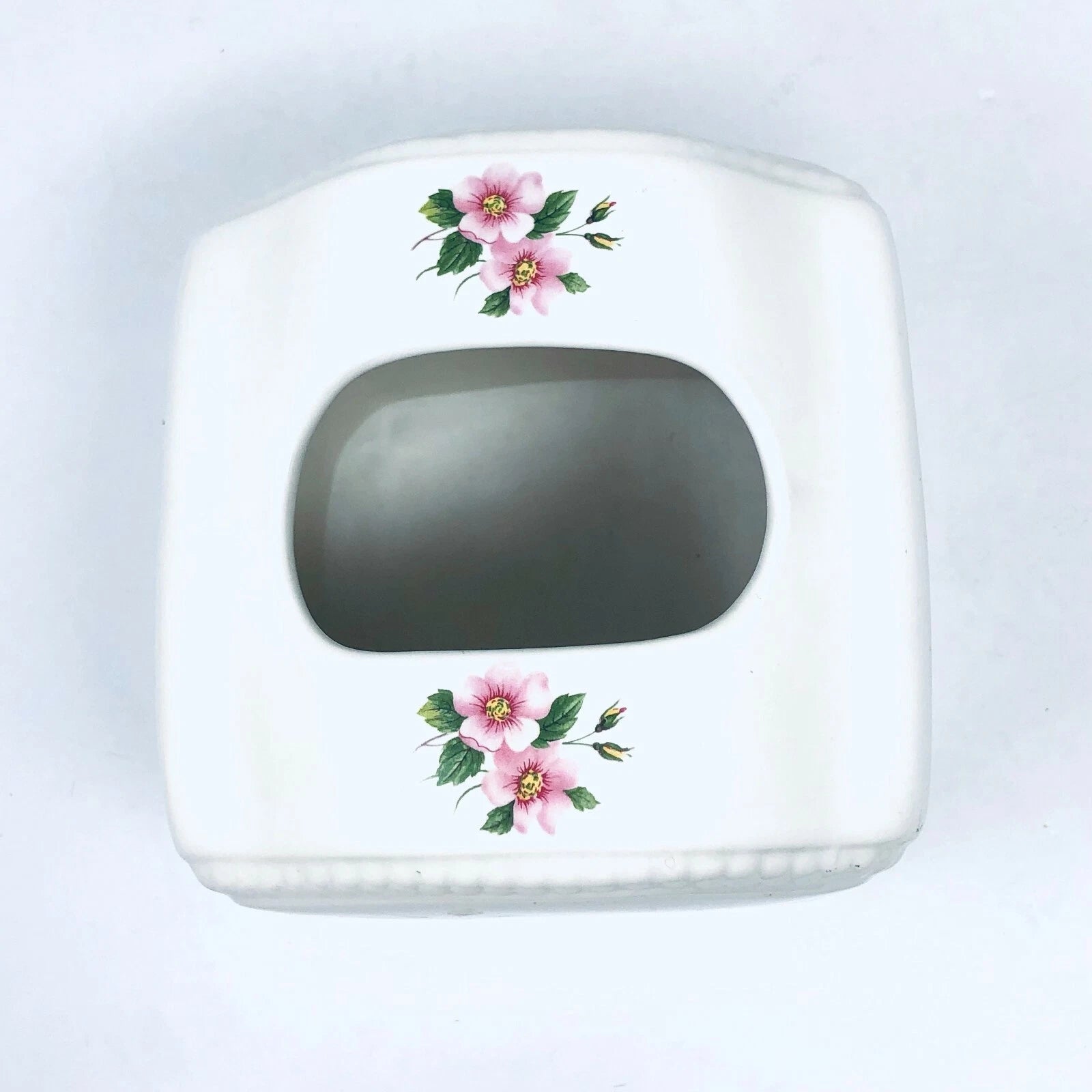 Vintage Ceramic Tissue Box Cover Athena Pink Floral Shabby Chic USA | eBay