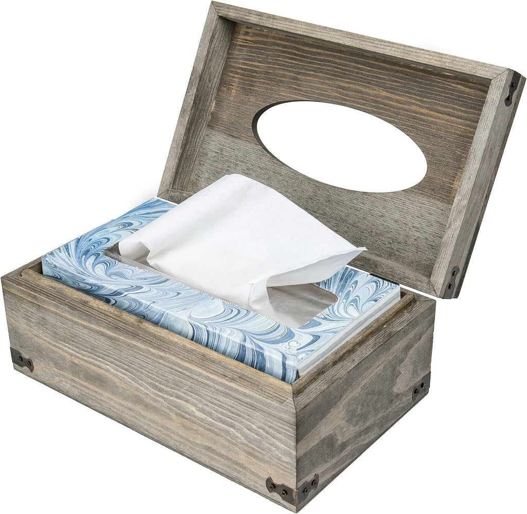 Bathroom Gray Wood Tissue Box Holder with Hinged Lid, Facial Tissue Box Holder | eBay