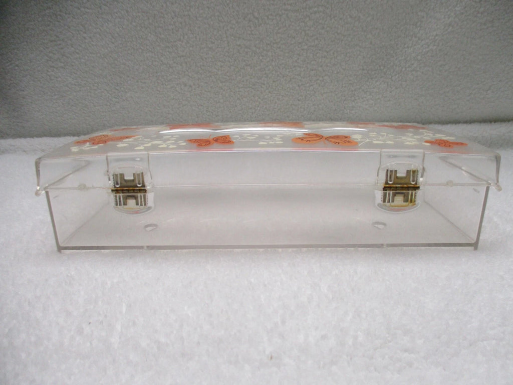 VTG MCM Wolff Clear Acrylic Butterfly Tissue Box Holder Hinged Lid Orange Yellow | eBay