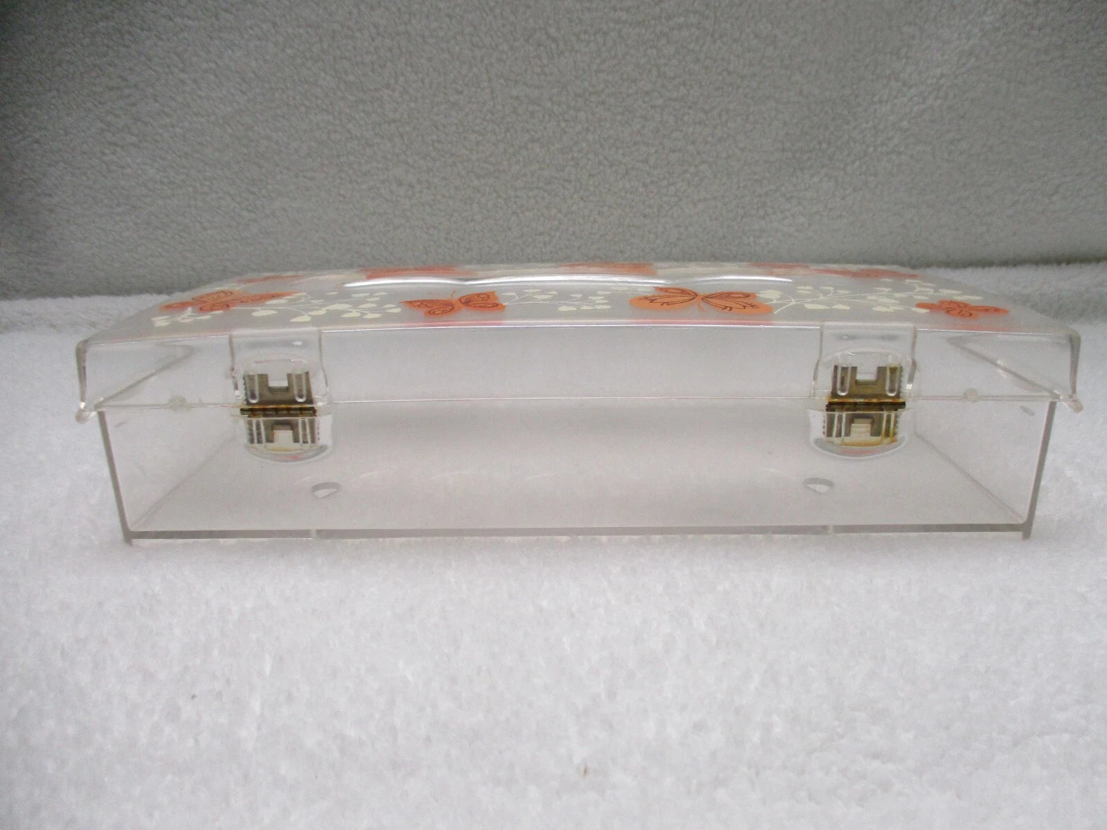VTG MCM Wolff Clear Acrylic Butterfly Tissue Box Holder Hinged Lid Orange Yellow | eBay