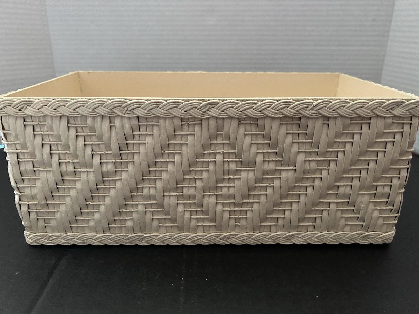 Vintage Wicker Tissue Box Cover Faux Pearl Removable Lid 4.5 Inches Deep | eBay