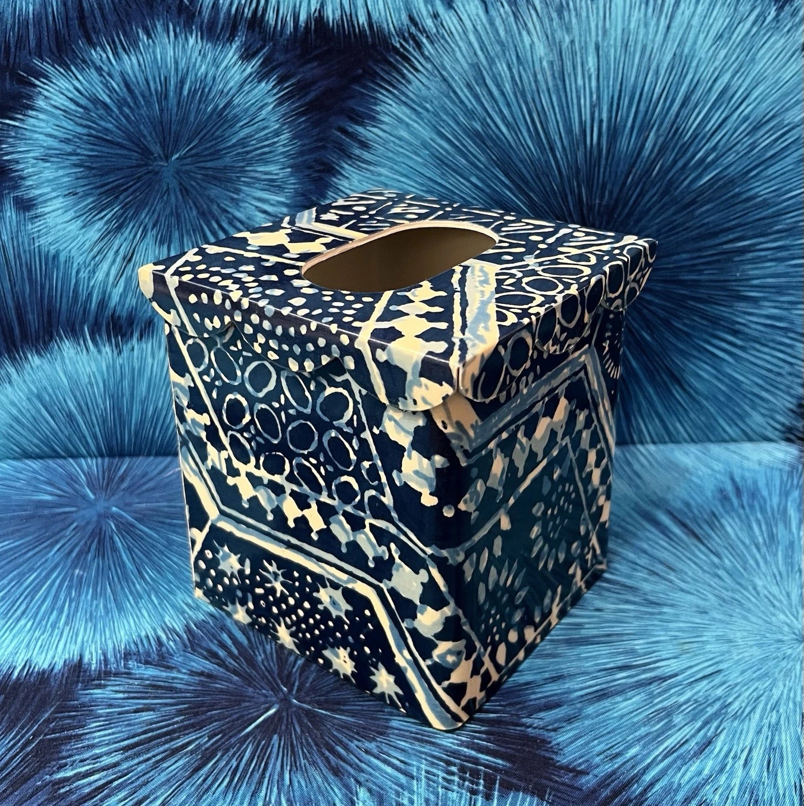 Vintage Plastic Retro Blue and White Square Tissue Box Cover | eBay