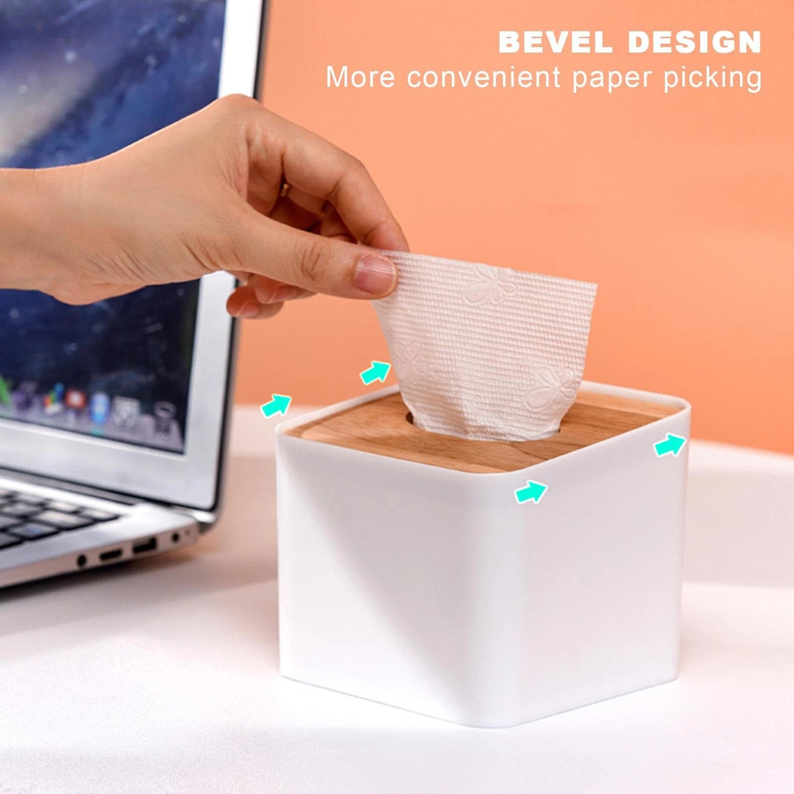 2pcs White Square Tissue Box Storage Case Smooth Wood Cover Facial Tissue | eBay