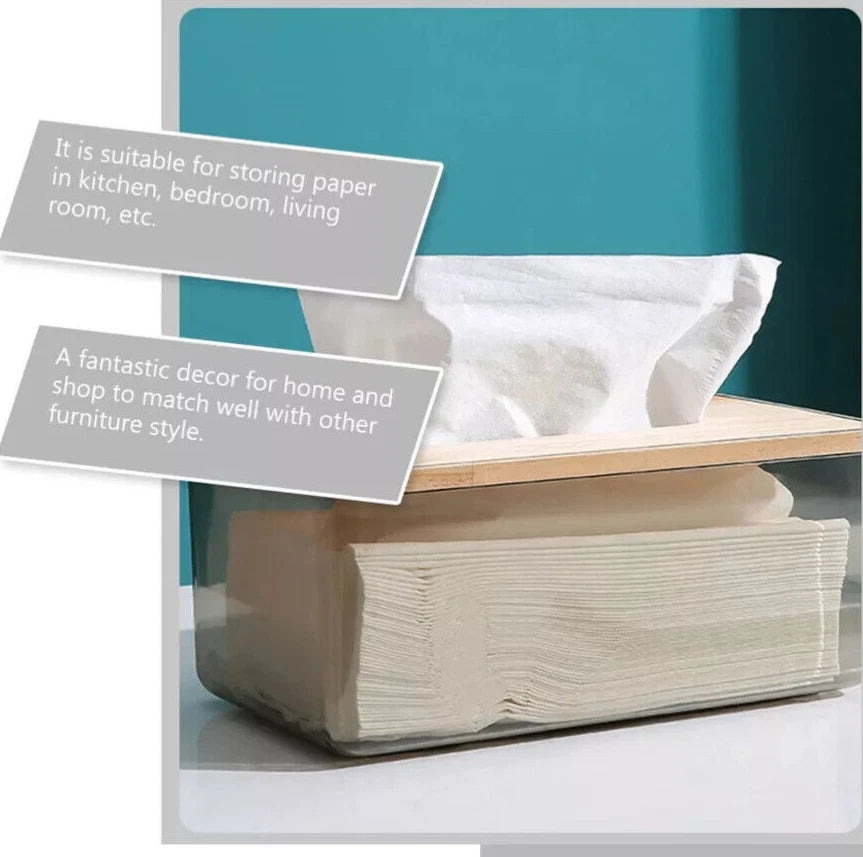 Tissue Box With Bamboo Lid For Home Bathroom Kitchen And Office Decoration | eBay