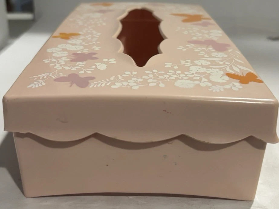 Vintage Acrylic Hinged Tissue Box Holder Butterflies / floral /pink | eBay