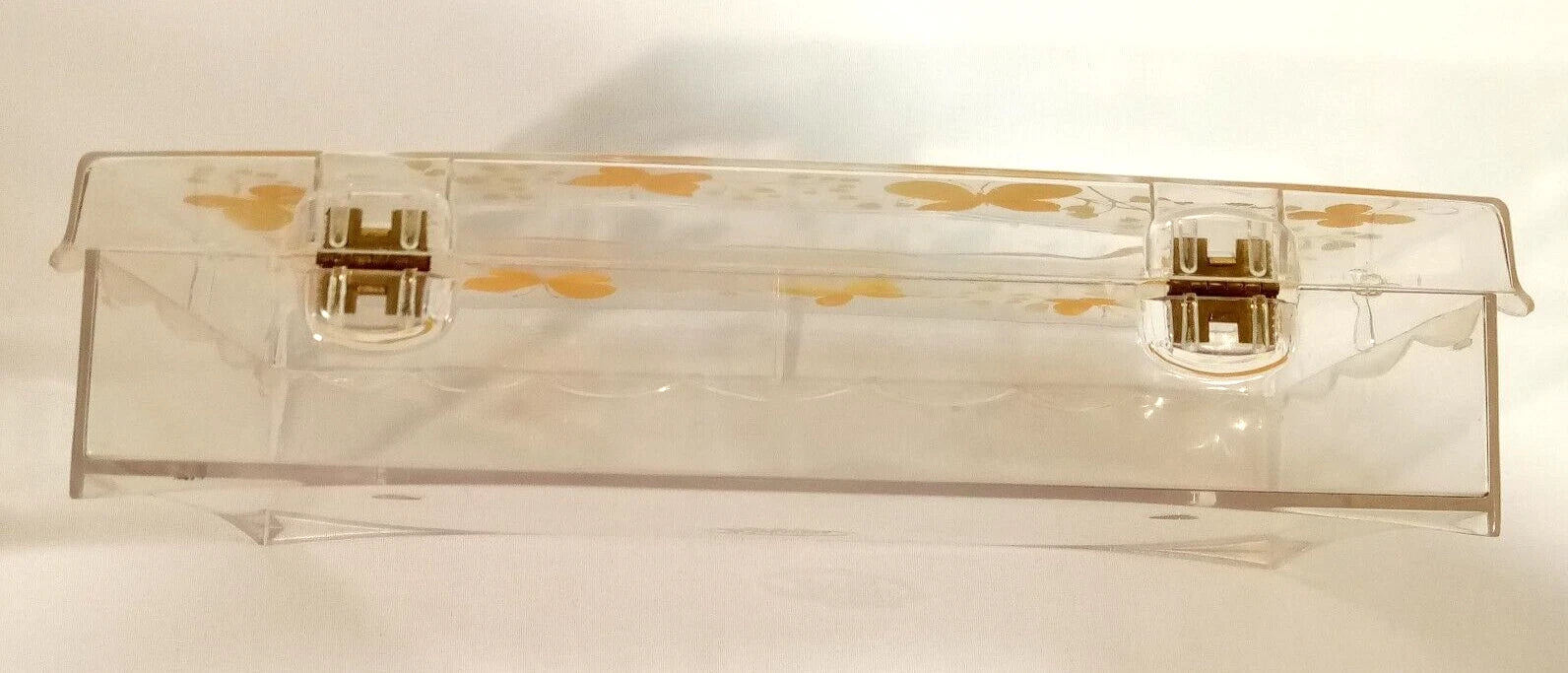 Wolff Clear Acrylic Butterfly Tissue Box Holder Hinged Lid Orange Yellow Vintage | eBay