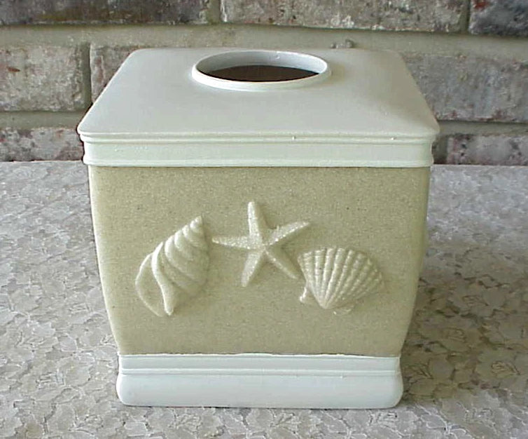 Vintage Tissue Box Cover Sand and Sea Seashells Home Wear Nautical Beach Theme | eBay