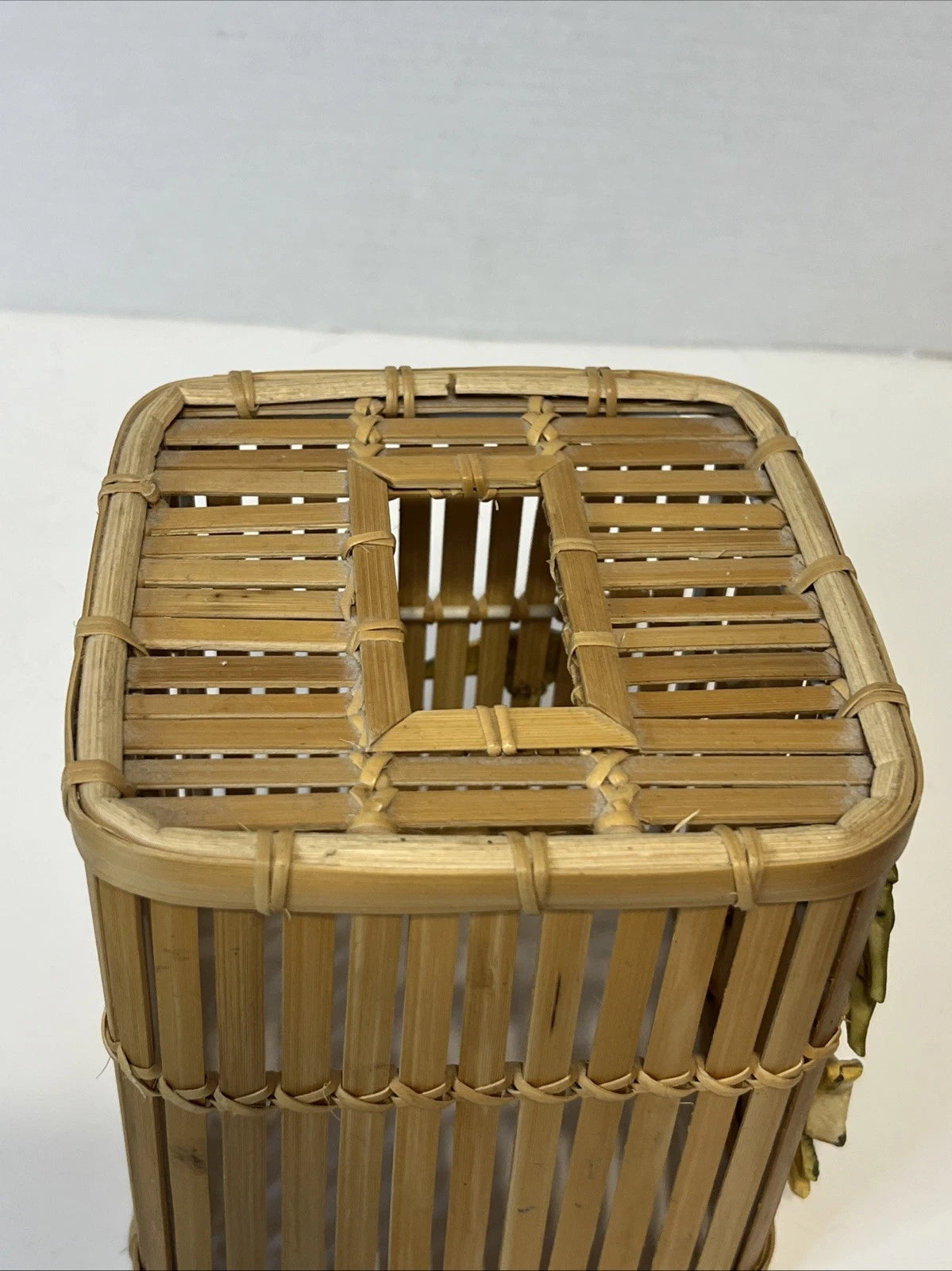 VTG 6" Bamboo Cane Wood Tissue Cube Box Cover Holder Tiki Tropical Beach | eBay