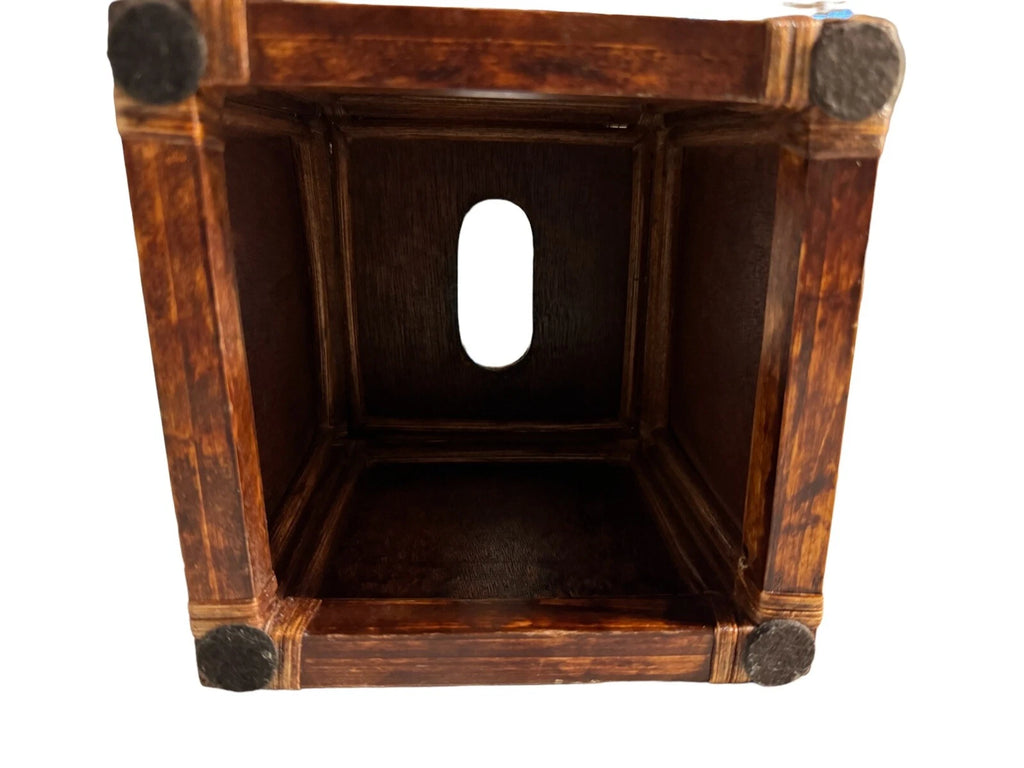 Wood Rattan Weave Tissue Box Cover Boho Coastal Beach￼ | eBay