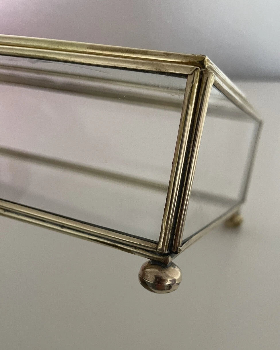 Vintage Etched Glass Brass Hinged Footed Tissue Box. Mid Century Boho | eBay