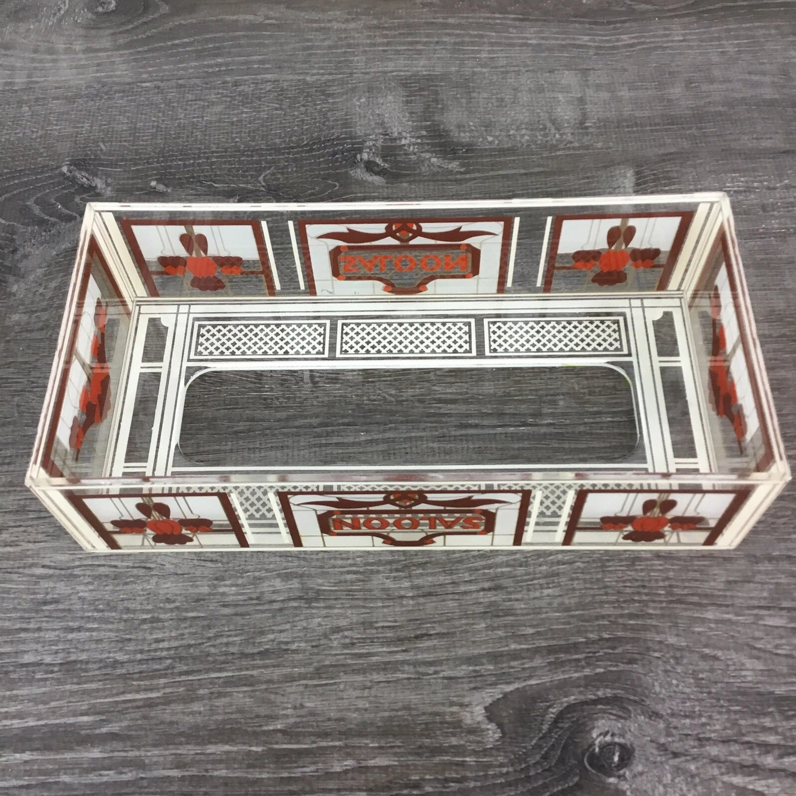 Vintage Acrylic Lucite Tissue Box Cover Holder Saloon Western Brown Rust Beige | eBay