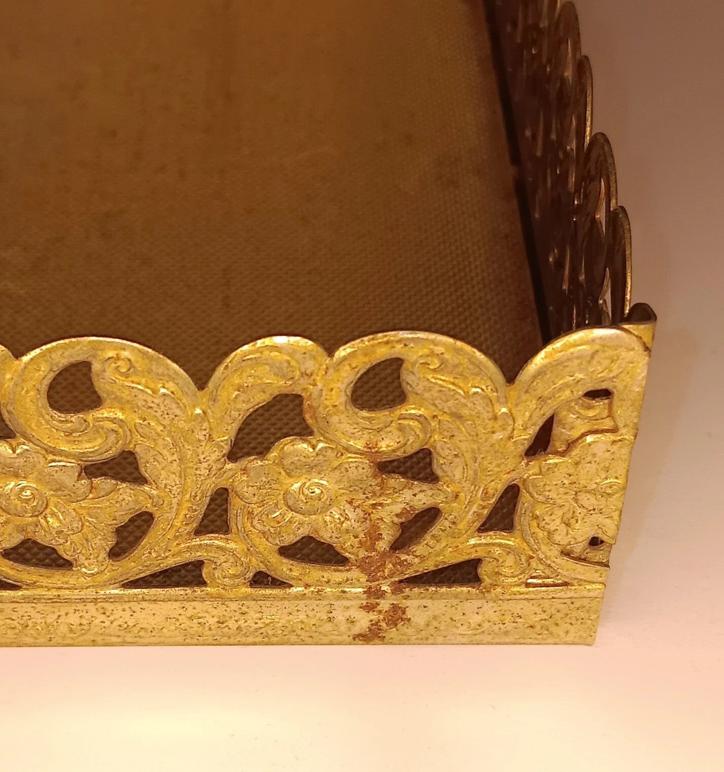 Vintage Gold Colored Metal Tissue Box Flower Rose MCM | eBay