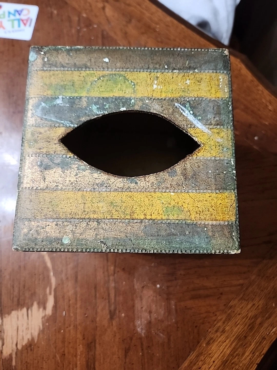 Vintage Italy Florentine Gold And Green Wood Tissue Box Holder | eBay