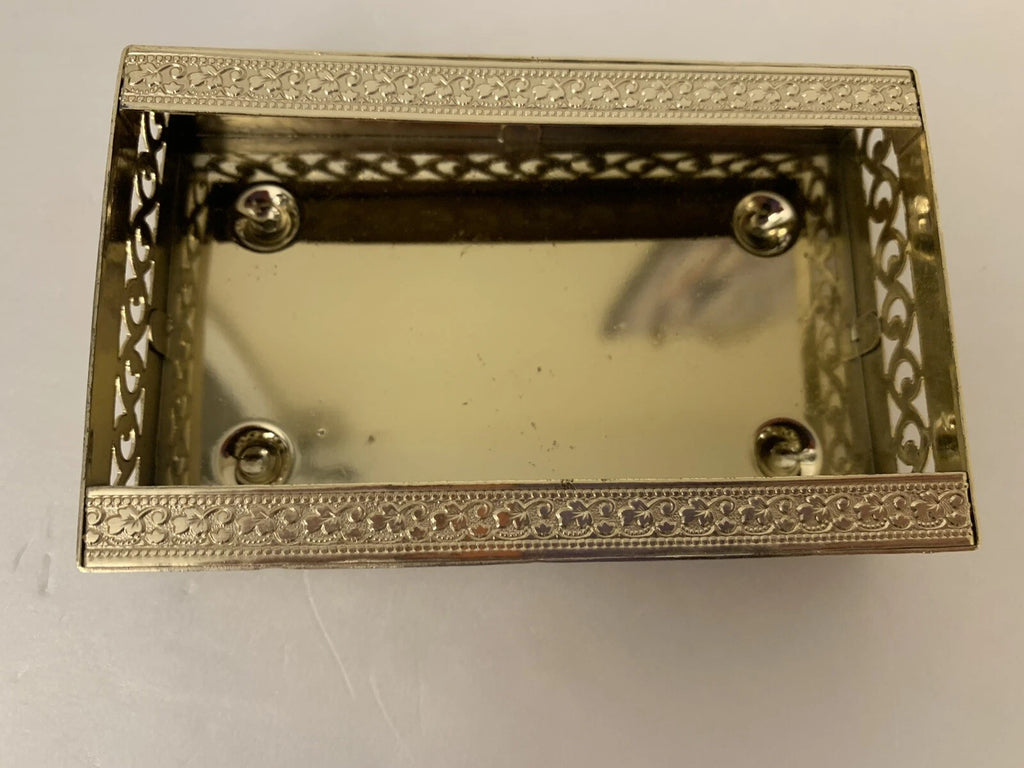 VTG Tissue Holder Box Small Gold Filigree Metal POCKET Vanity Hollywood Regency | eBay