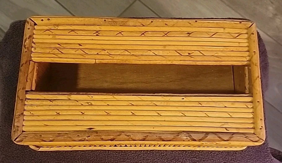 Vintage MCM Bamboo Wood Tissue Box Holder Boho From Japan | eBay