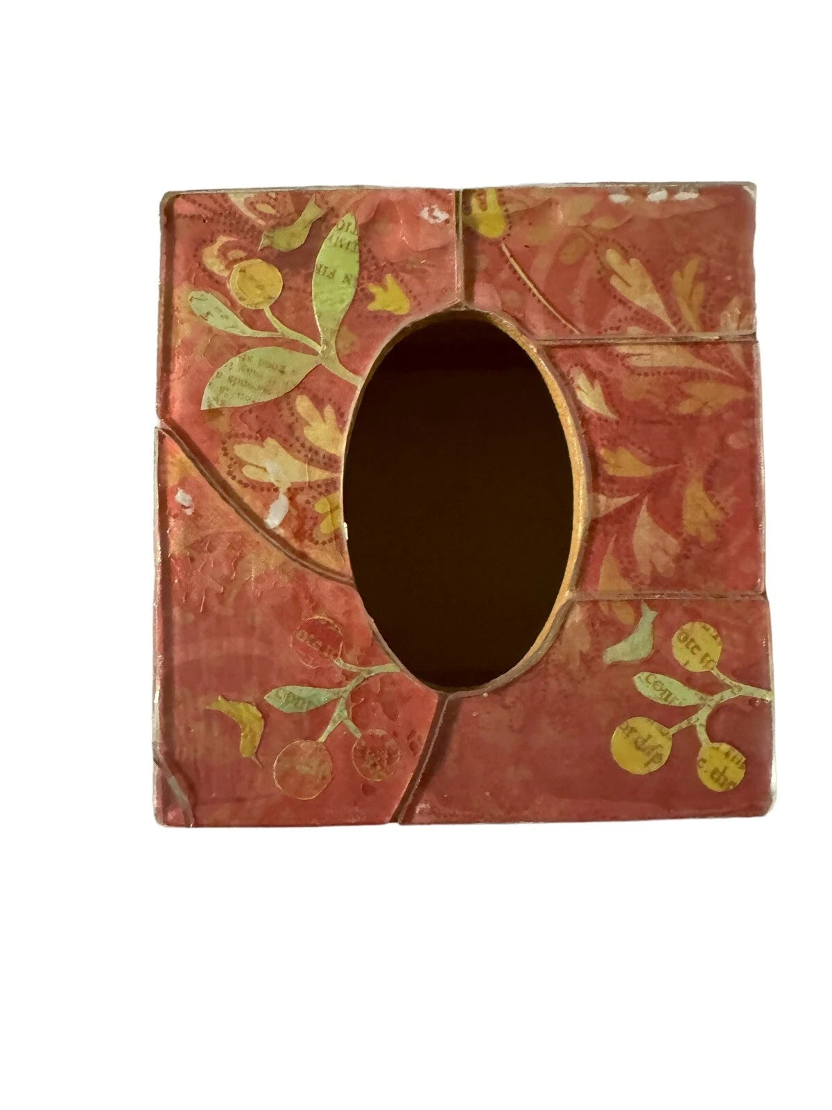 Acrylic Wood Floral Mosaic Decoupage Tissue Box Cover | eBay