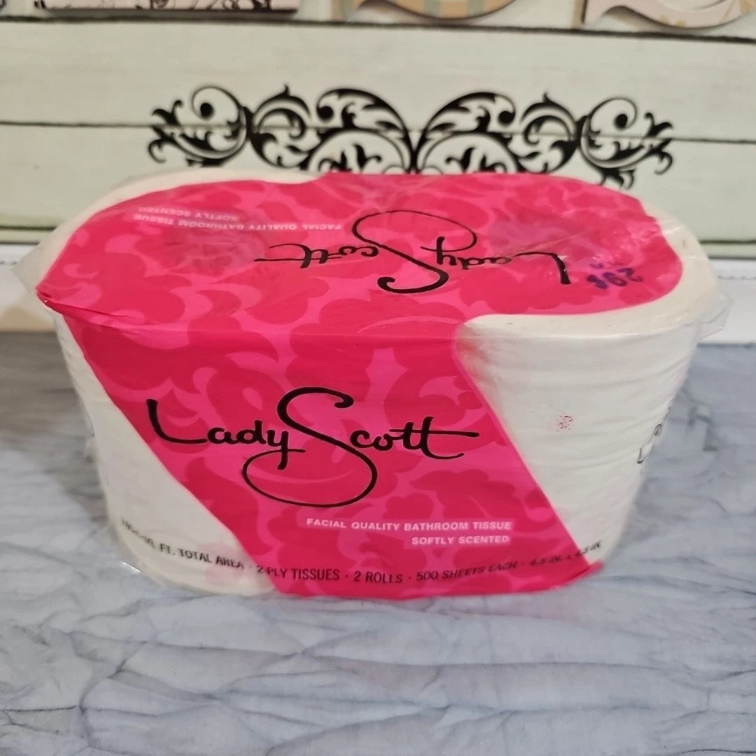 Vintage 1970 Lady Scott bathroom tissue in sealed plastic, green and pink floral | eBay