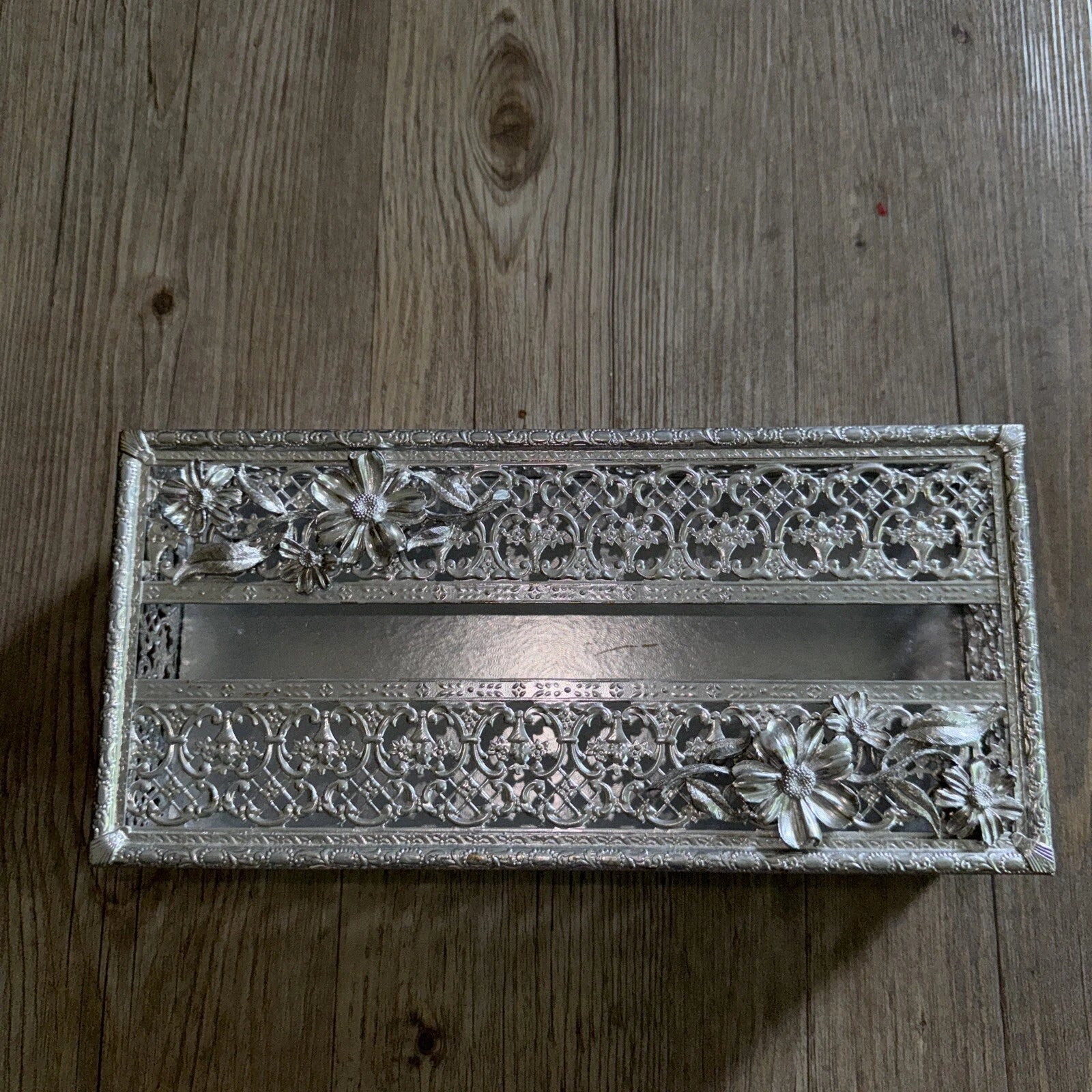 Vintage MCM Silver Tone Elegant Tissue Box Holder Ornate Hollywood Regency Daisy | eBay