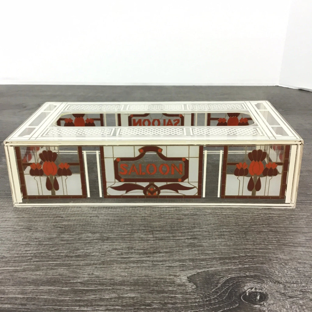 Vintage Acrylic Lucite Tissue Box Cover Holder Saloon Western Brown Rust Beige | eBay