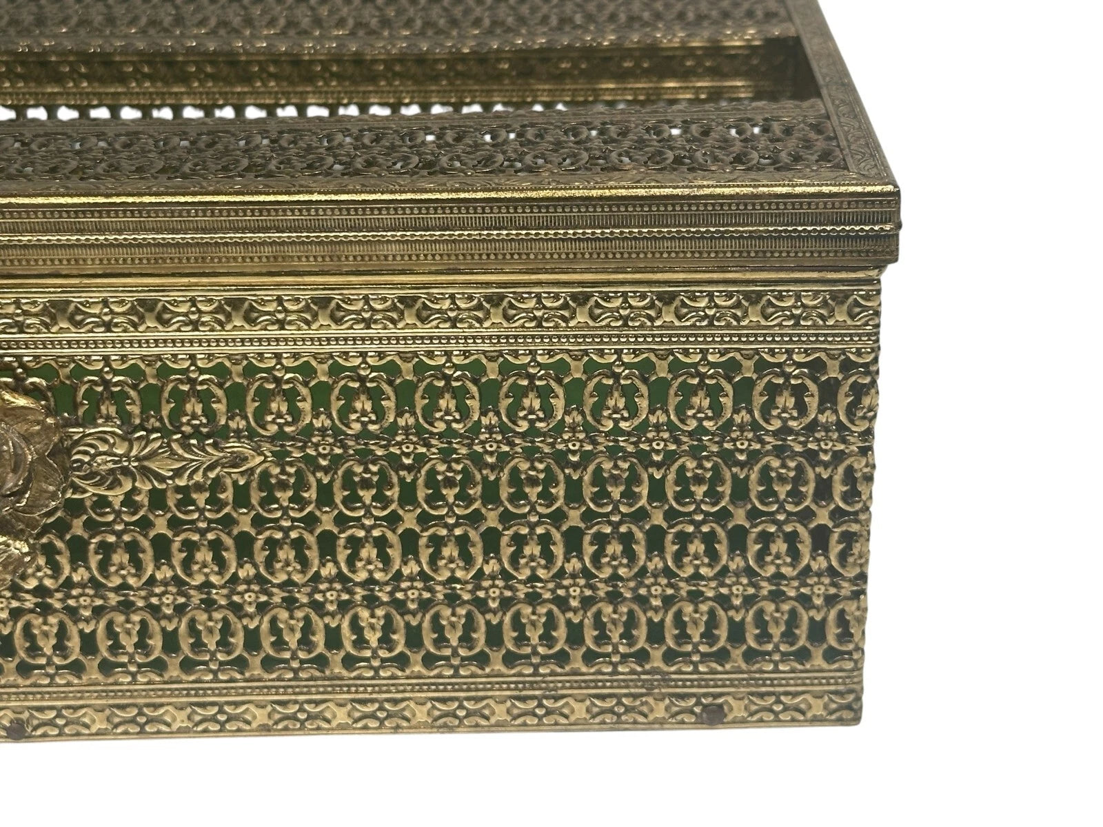 Vintage MCM Hollywood Regency Gold Tone Rose Bird Metal Tissue Box Cover | eBay