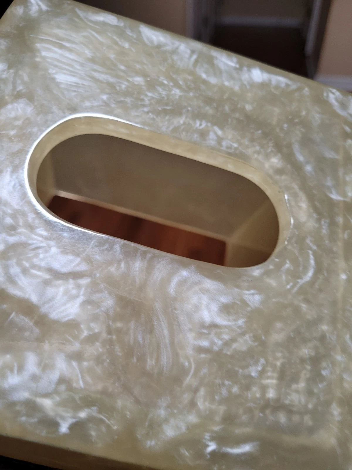 Wamsutta Adagio Faux Marble & Brass Tissue Box Cover EUC | eBay