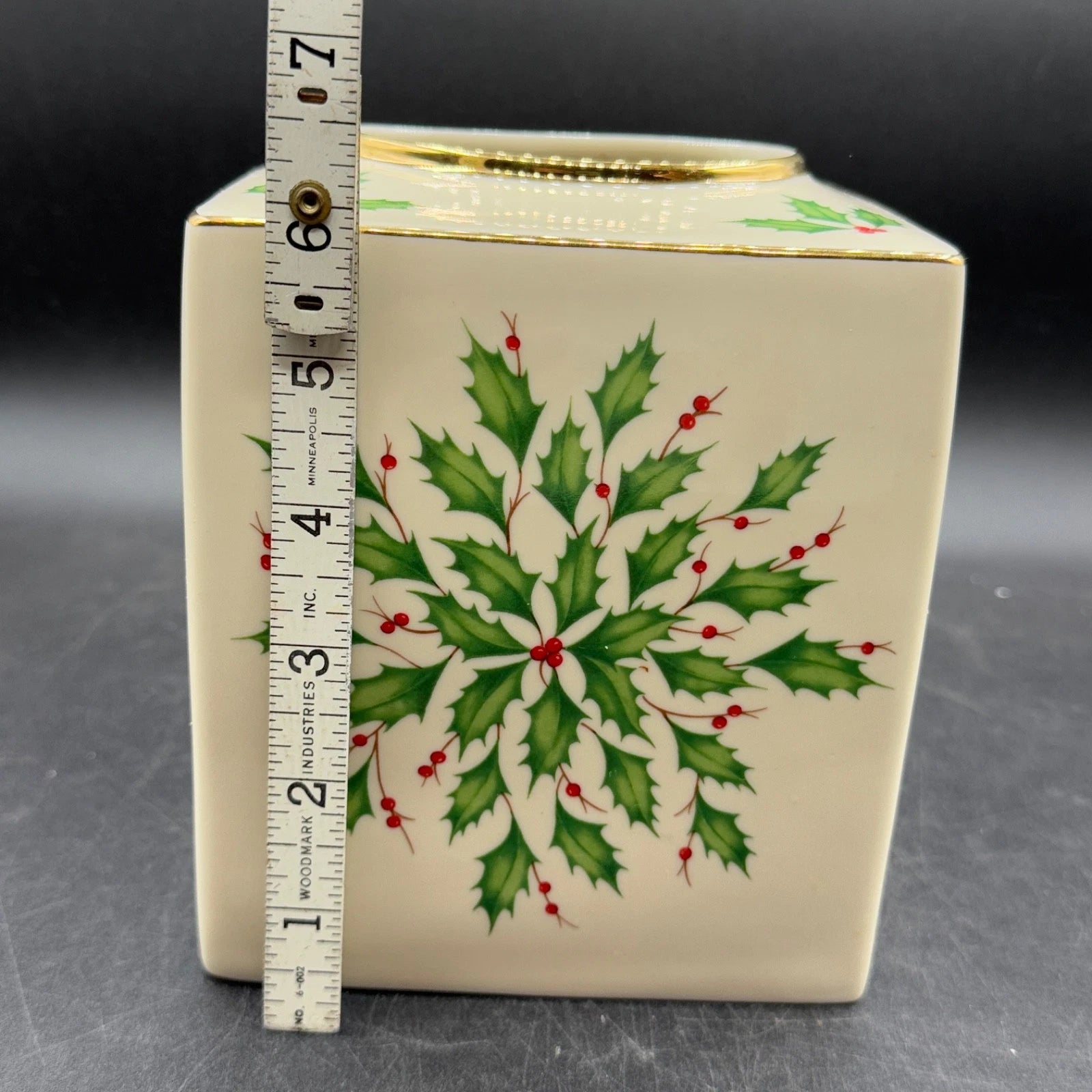 Lenox Holiday Dimensions Tissue Box Cover Christmas Collection Holly Square Rare | eBay
