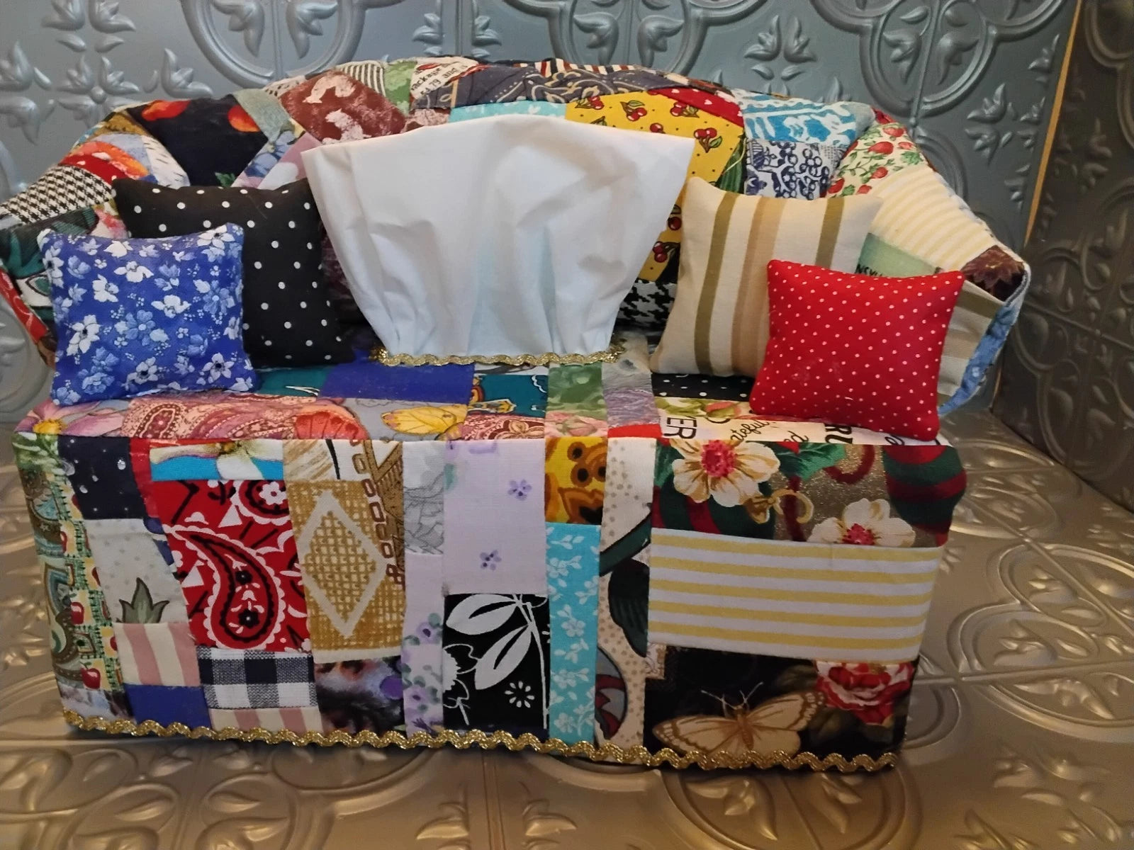 PATCH WORK SOFA TISSUE BOX COVER NEW HANDMADE FREE TISSUES | eBay
