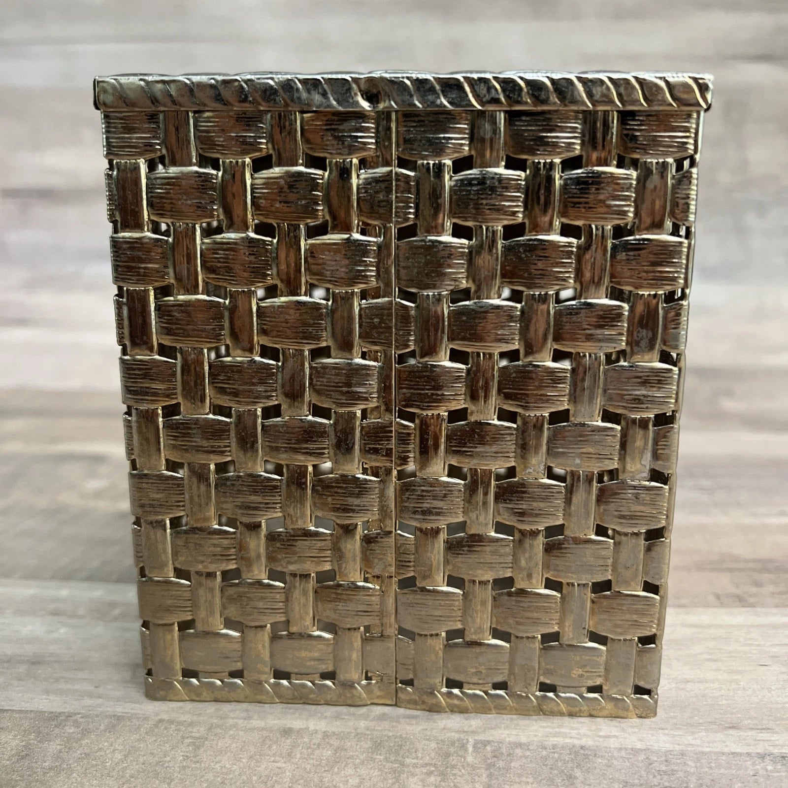 VTG Hollywood Regency Brass Tissue Box Cover Strawberry Blossom Weave 5.5"x4.5" | eBay